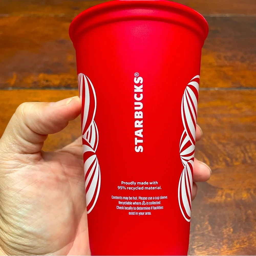 Starbucks Holiday/Christmas Red Plastic 16oz Travel Tumblers w/ Lid x3